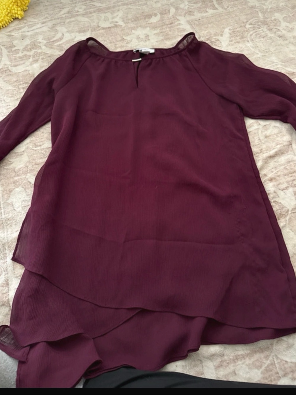 White House Black Market Layered Chiffon Tunic - Wine